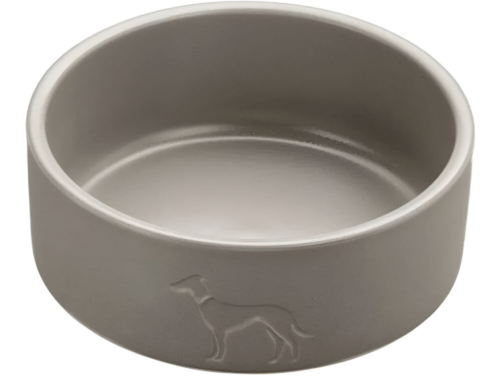 Miska ceramiczna dla psa HUNTER Osby 68986 Beżowy - Beżowa miska dla psa o gładkiej powierzchni z wytłoczonym konturem psa na zewnętrznej ściance. Miska ma prosty, cylindryczny kształt i jednolitą kolorystykę.