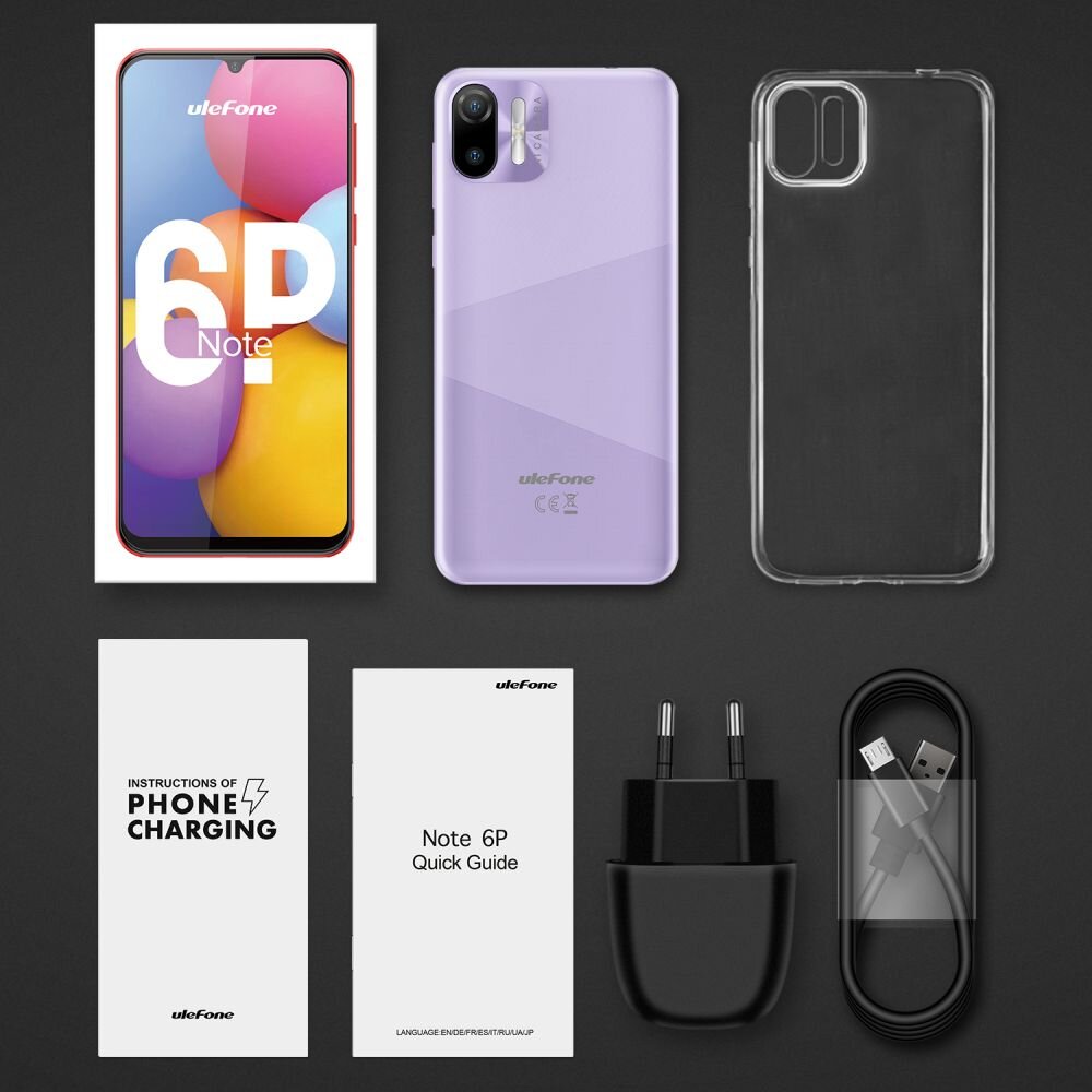 Smartfon ULEFONE Note 6P ekran bateria aparat procesor ram pamięć pojemność rozdzielczość zdjęcia filmy opis dane cechy blokady system łączność wifi bluetooth obudowa szkło odporność porty muzyka transfer sieć przekątna matryca waga czujniki oled amoled ips