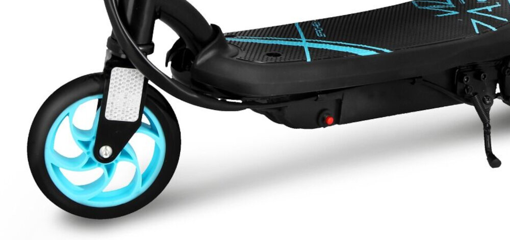 Hulajnoga elektryczna SPOKEY Mizzaro Czarno-niebieski dwa duze kola srednica 6 cali z wysokogatunkowej gumy odpornej na uszkodzenia mechaniczne swoboda plynnego poruszania sie