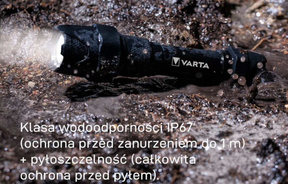 VARTA latarka wodoodporna deszcz woda klasa odporność ochrona zachlapanie