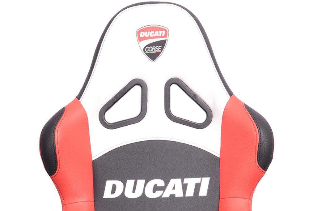 Fotel DUCATI HA-777E-DUC2 Czarno-bialo-czerwony regulacja odchylenia