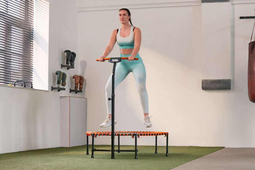 Trampolina SALTA Fitness 5357O Pomarańczowy 128 cm aktywnosc w domu skakanie dbanie o zdrowie