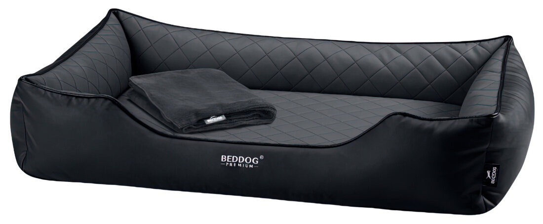 Legowisko dla psa BEDDOG Buffy The Rock Ortopedyczne XXL Czarno-szary łatwe w utrzymaniu czystości wykonanie pokrowiec wysoka jakość skóra syntetyczna premium wchłanianie zapach brud wilgo odporny na zarysowaniać łatwe do czyszczenia