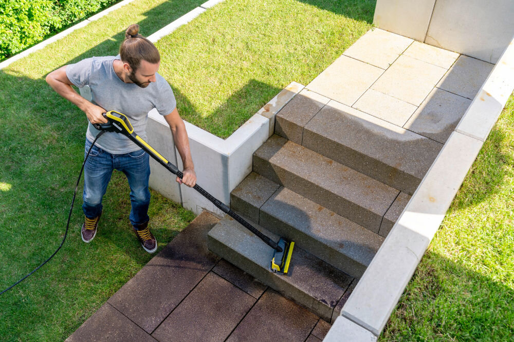 Szczotka KARCHER PS 30 Plus 2.644-212.0 + dysze dokładne sprzątanie czyszczenie schodów w ogrodzie na zewnątrz szczotka