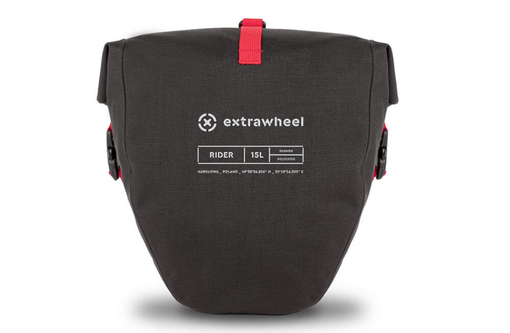 EXTRAWHEEL sakwa poliester pcv system montażowy roxen koul trwałość elegancki design odblaskowe logo