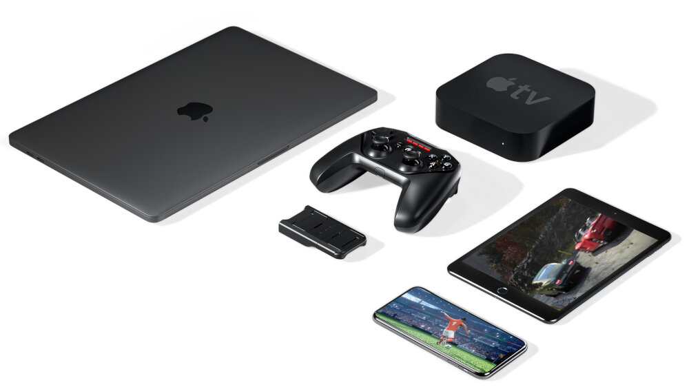 Kontroler STEELSERIES Nimbus+ jakość wykonanie ios ipados tvos elegancki przyciski nawigacja spust uchwyt łączność bezprzewodowa akumulator