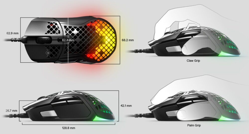 Mysz STEELSERIES Aerox 5 prędkość światła lekka mysz programowalne przyciski ochrona aqua rewolucja kontrola PTFE RGB kabel chwyt komfort