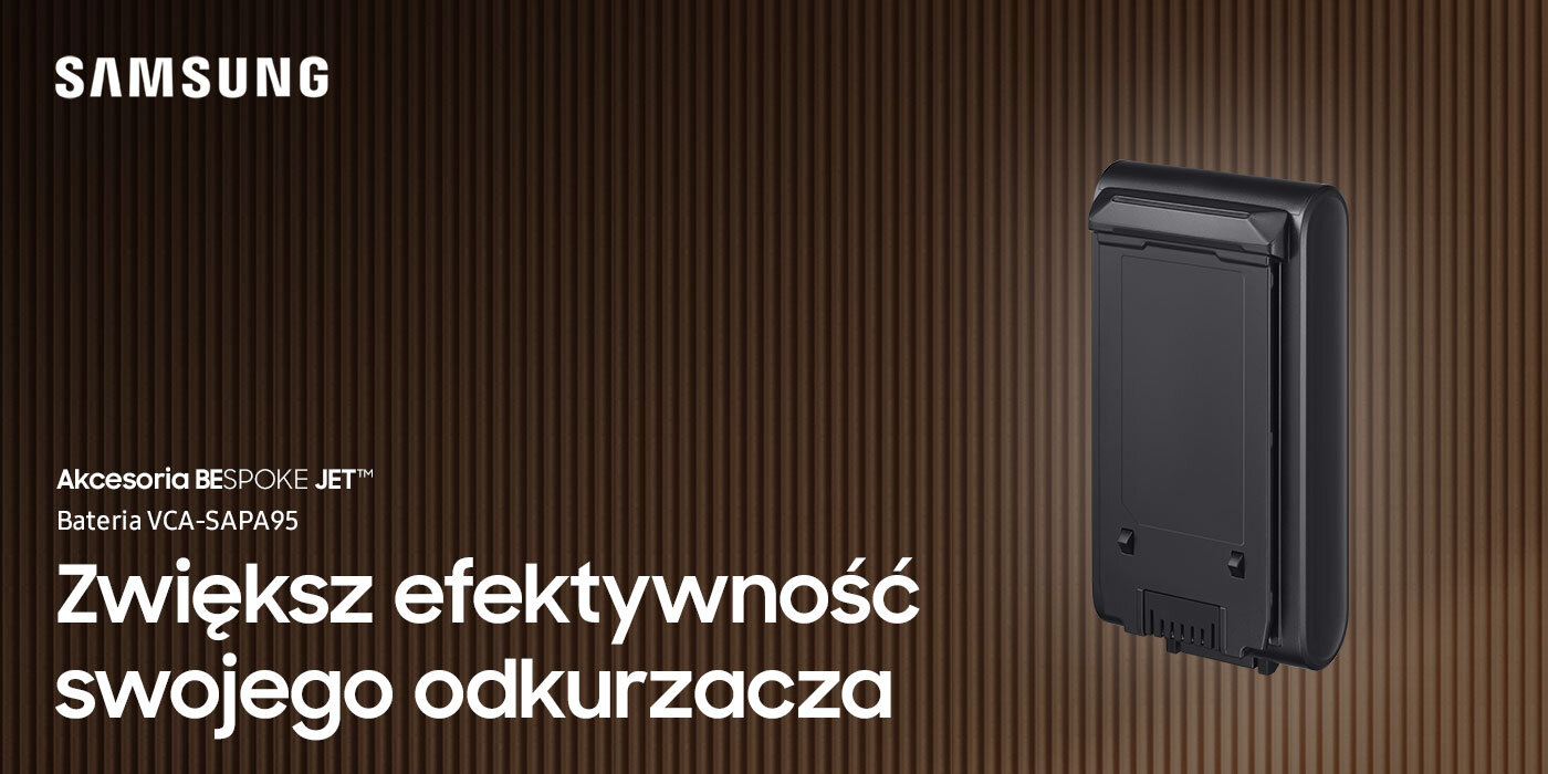 Zdjęcie baterii VCA-SAPA95, zwiększającej skuteczność odkurzacza BESPOKE Jet