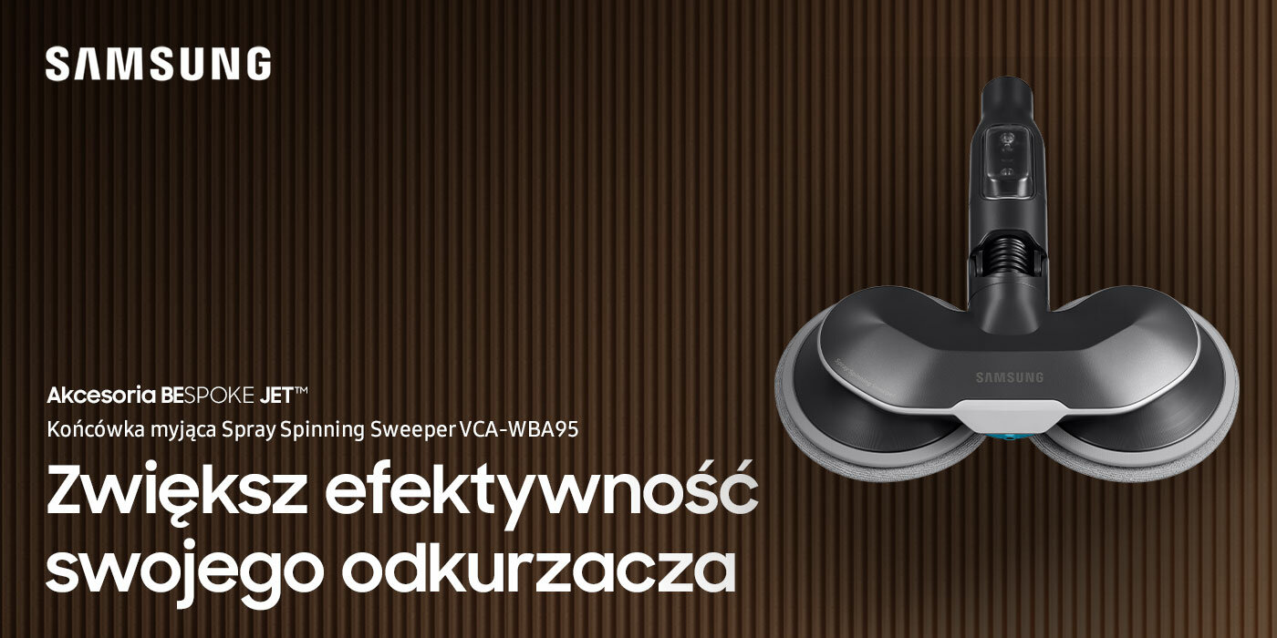 Na grafice widać obrotową końcówkę Spray Spinning Sweeper, którą znaleźć można w sklepach Media Expert