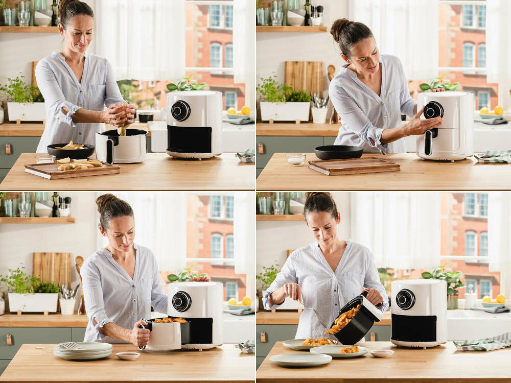 Frytkownica beztluszczowa DELIMANO Air Fryer Star Czarny antyposlizgowe silikonowe nozki