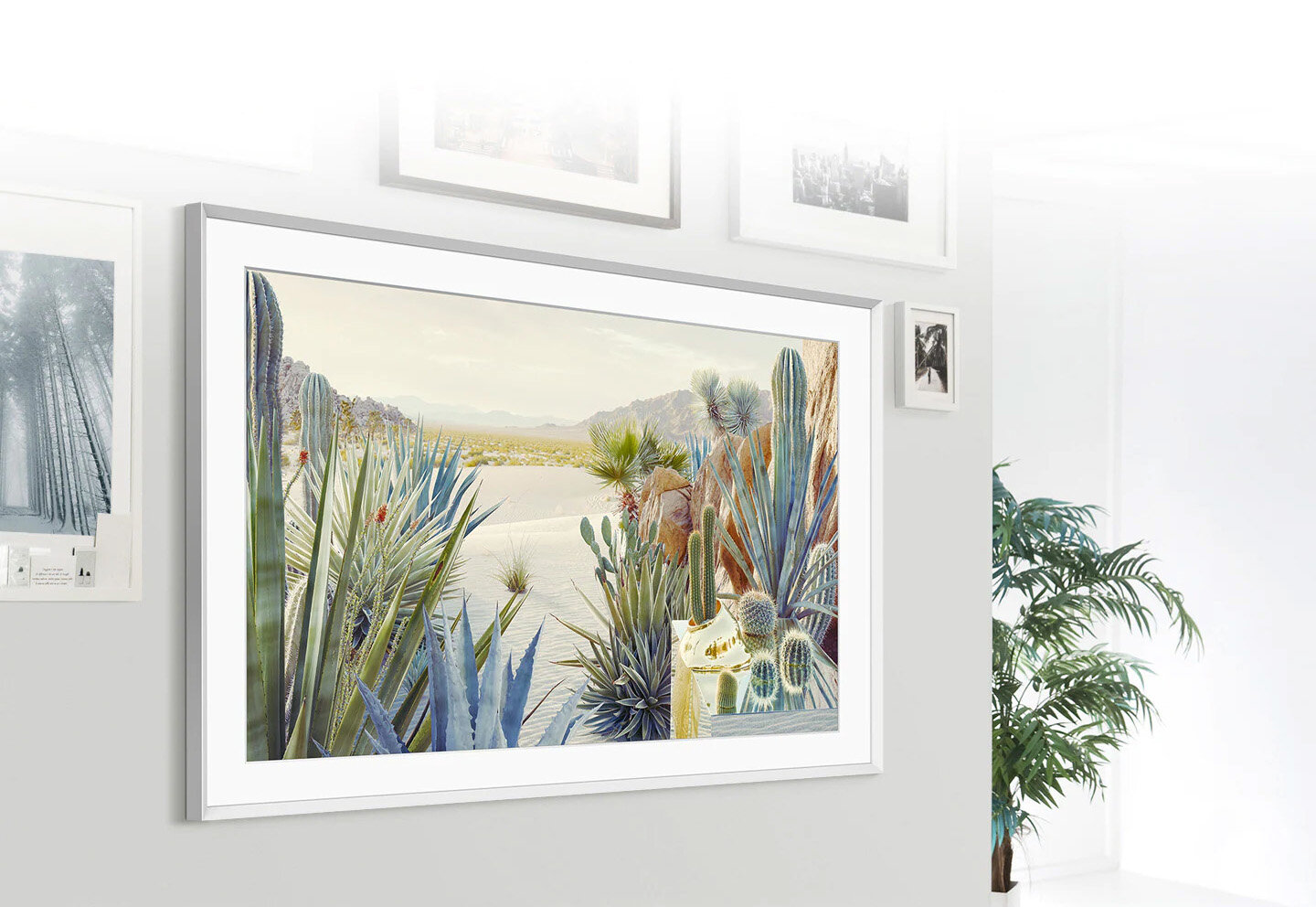 The Frame wisi na ścianie pomiędzy grafikami w ramkach, co sprawia, że jeszcze bardziej przypomina prawdziwy obraz. LS03BBUXXH