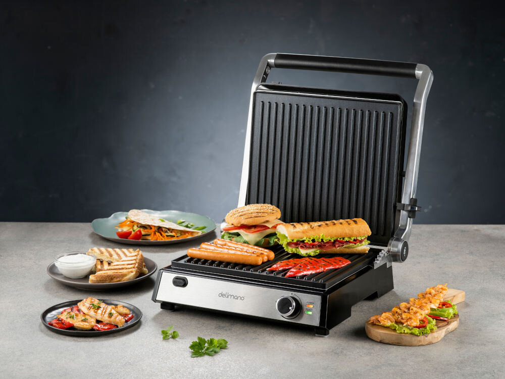 DELIMANO Deluxe Noir Grill elektryczny niskie ceny i opinie w Media