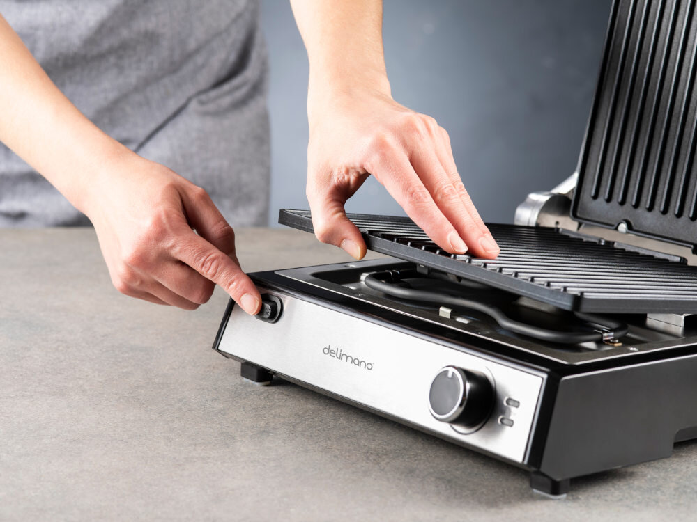 DELIMANO Deluxe Noir Grill elektryczny niskie ceny i opinie w Media