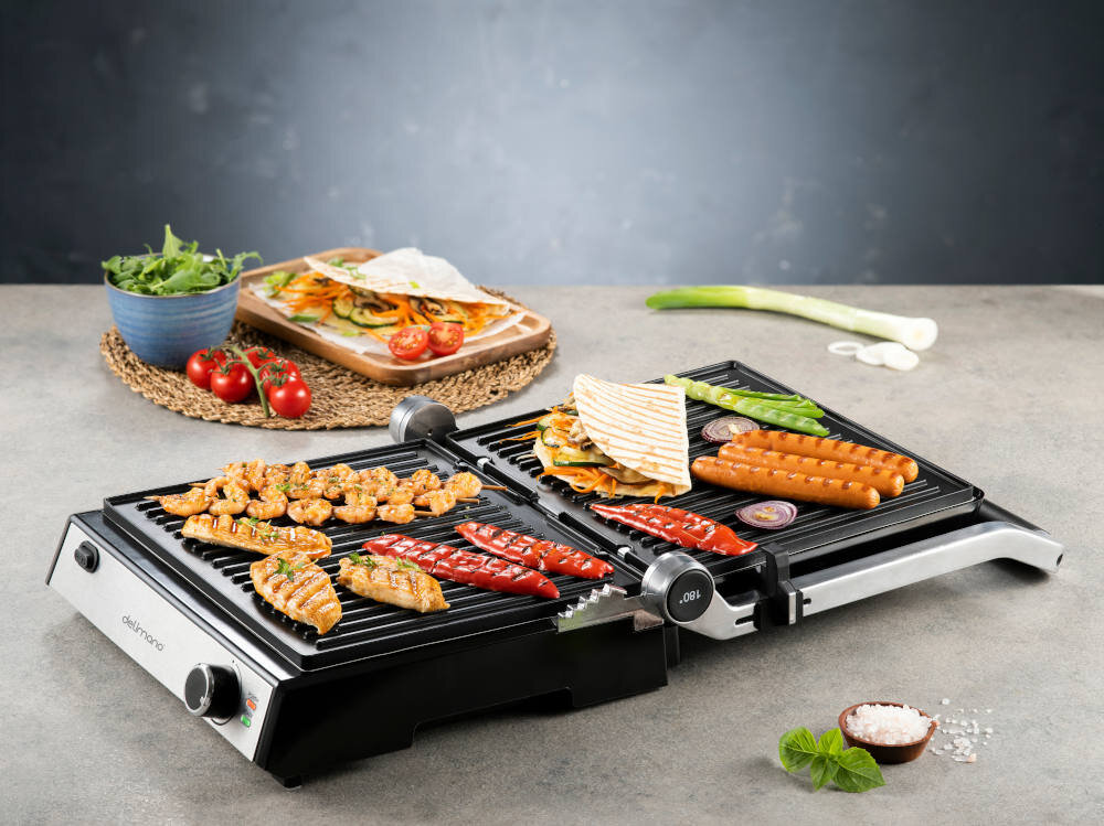DELIMANO Deluxe Noir Grill elektryczny niskie ceny i opinie w Media