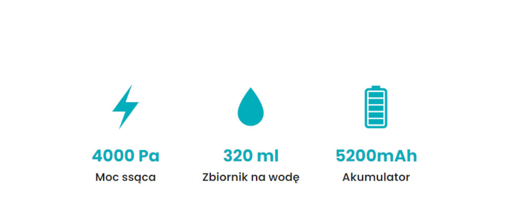 Robot sprzatajacy VIOMI V5 Pro 4000 Pa moc ssania mopowanie >wysoki efekt czyszczenia zaawansowany system antykolizyjny akumlator o pojemnosci 5200 mAh
