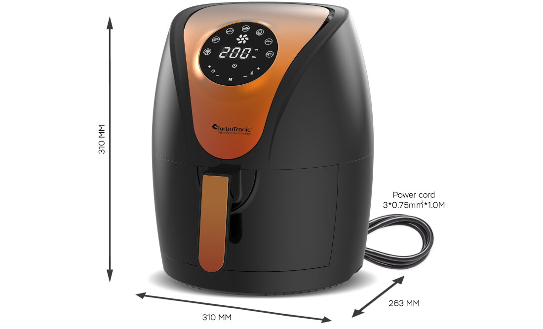 Frytkownica beztłuszczowa TURBOTRONIC TT-AF9D Czarny Air Fryer Model 360 stopni