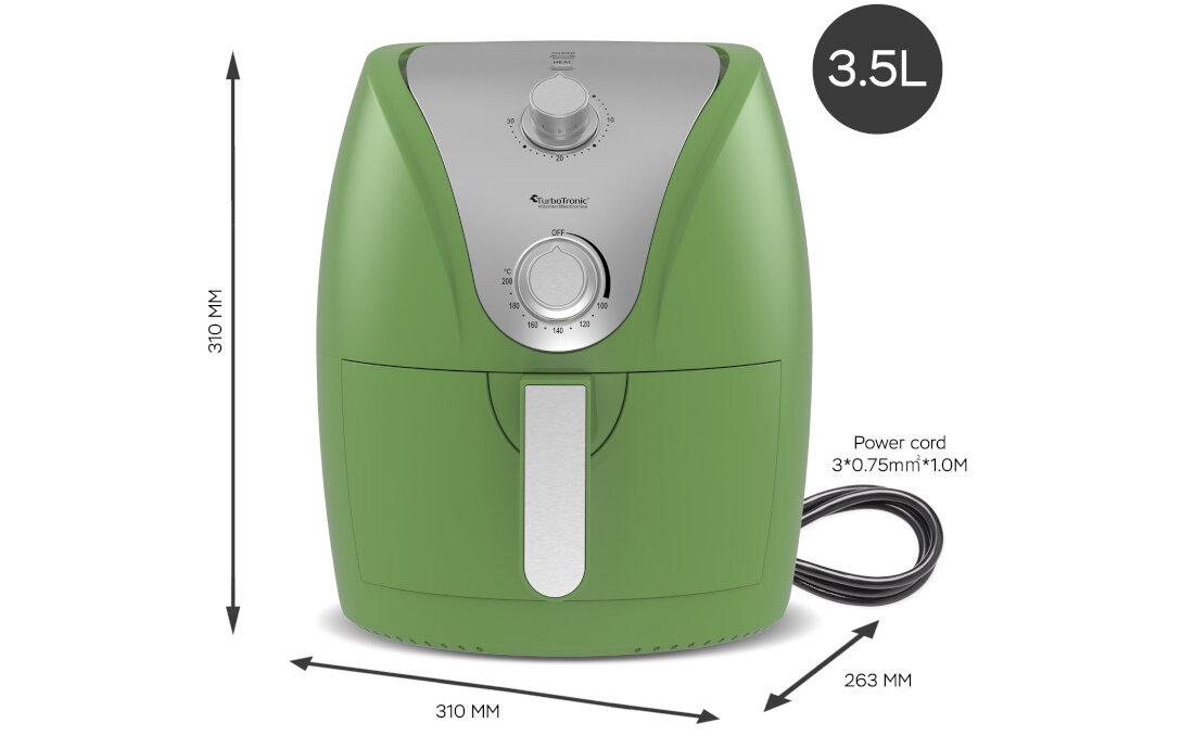 Frytkownica beztłuszczowa TURBOTRONIC TT-AF9M Zielony Air Fryer Model 360 stopni