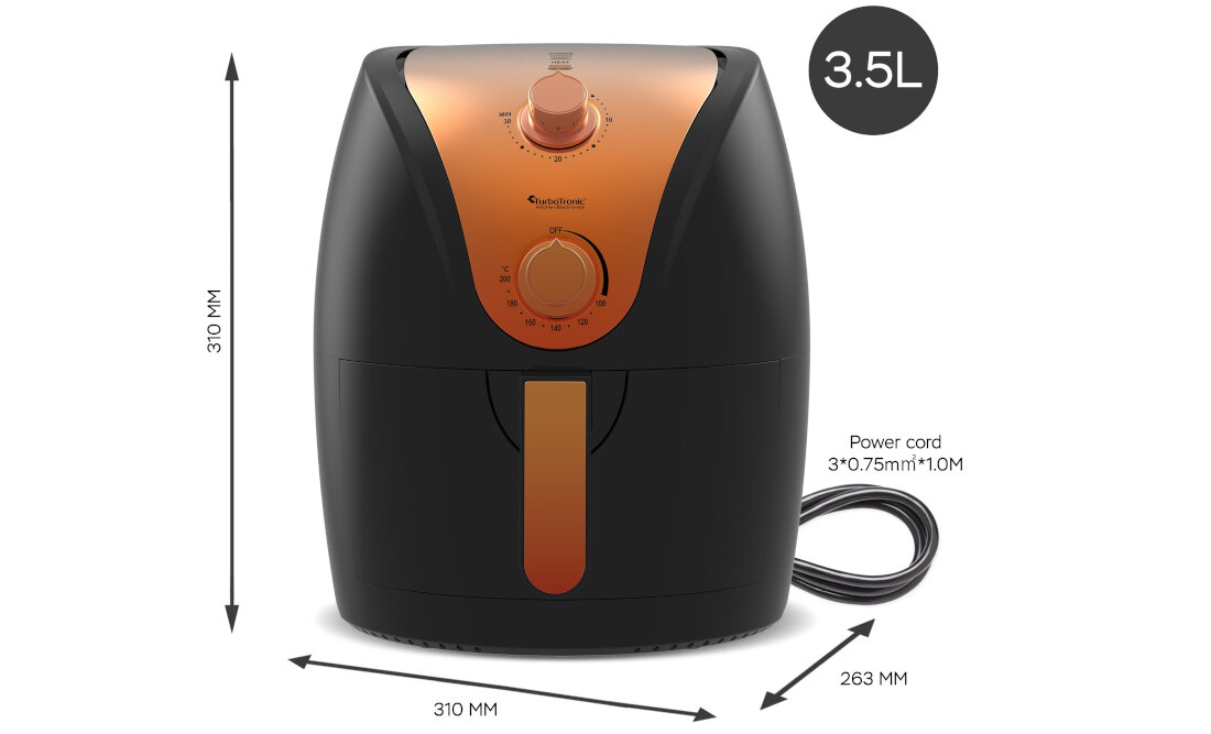 Frytkownica beztłuszczowa TURBOTRONIC TT-AF9M Czarny Air Fryer Model 360 stopni