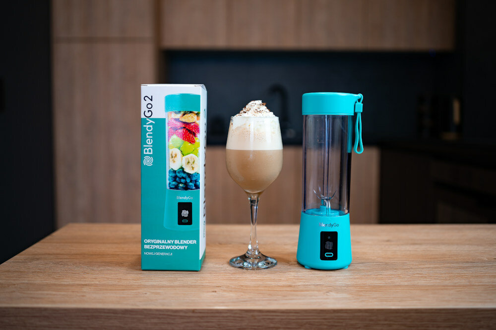 Blender kielichowy BLENDYGO 2 Bezprzewodowy niebieski moc 150W wytrzymala bateria wysoka moc