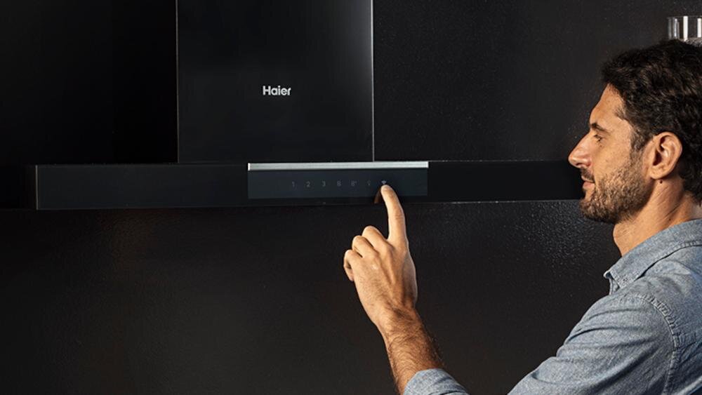 HAIER HACI100RCS6X okap powietrze prędkość poziom wzmacniacz sterowanie dotykowe praca oświetlenie led