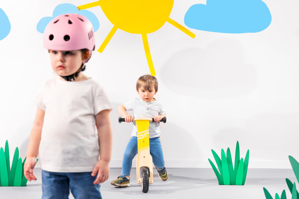 Rowerek biegowy SPOKEY Woo-ride Multi 2w1 zielony drewno motyw