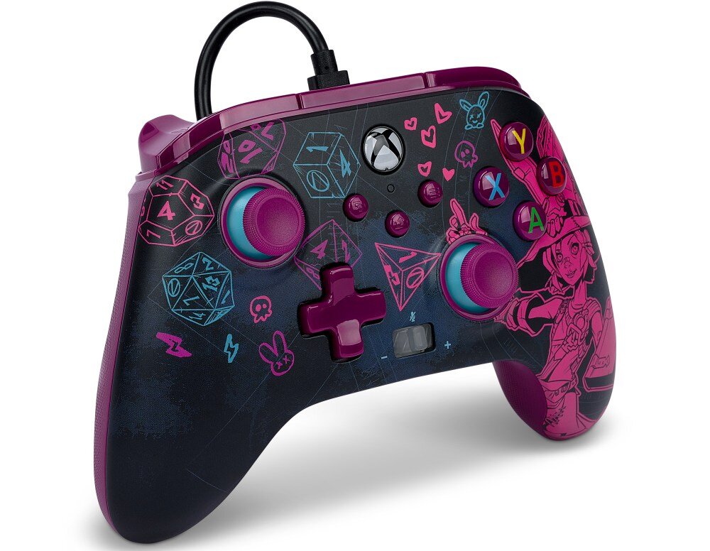 Kontroler POWERA Enhanced jakość wykonanie sterowanie drążki analogowe udostępnianie osiągnięcia zrzuty ekranów możliwości konfiguracja mapowanie drgania silniczki wibracyjne gniazdo pokrętło regulacji głośności kabel USB opakowanie zestaw