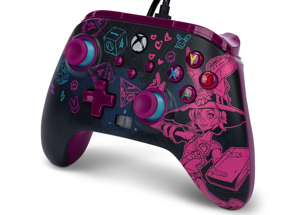 Kontroler POWERA Enhanced jakość wykonanie sterowanie drążki analogowe udostępnianie osiągnięcia zrzuty ekranów możliwości konfiguracja mapowanie drgania silniczki wibracyjne gniazdo pokrętło regulacji głośności kabel USB opakowanie zestaw