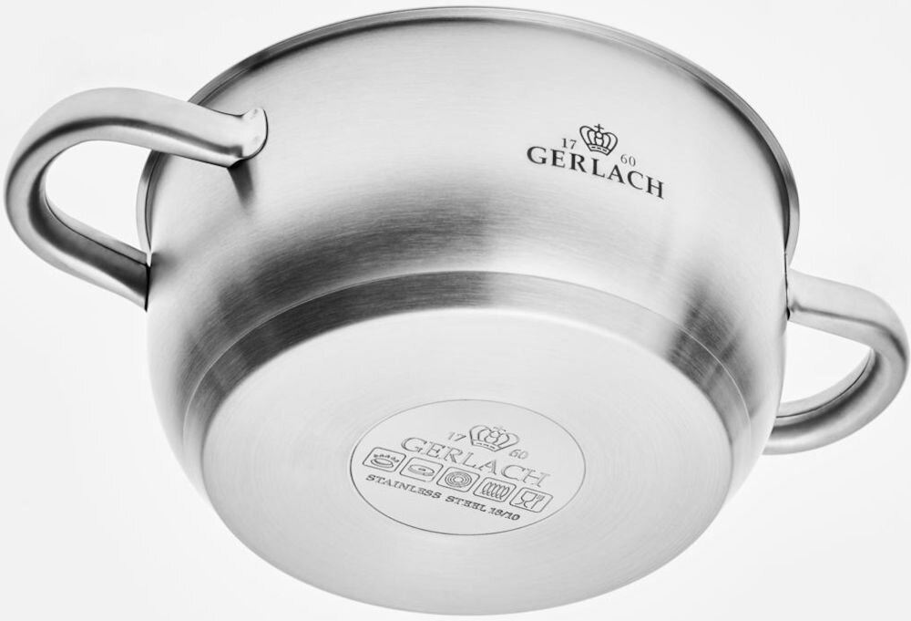 Zestaw garnków GERLACH First (7 elementów) rondel 1l trzy garnki 1,5 l 2l 4l wysoka jakośc materiałów codzienne gotowanie uniwersalny design na wszystkie typy kuchenek funkcjonalność praktyczne estetyczne dla każdego kucharza