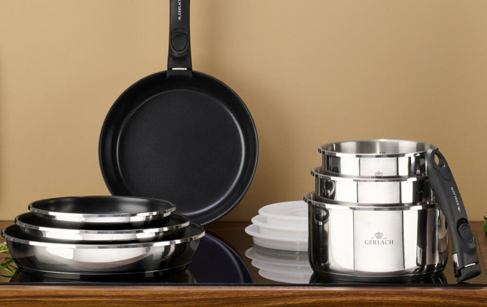 Zestaw patelni GERLACH Smart Steel (4 elementy) do wielu zadań