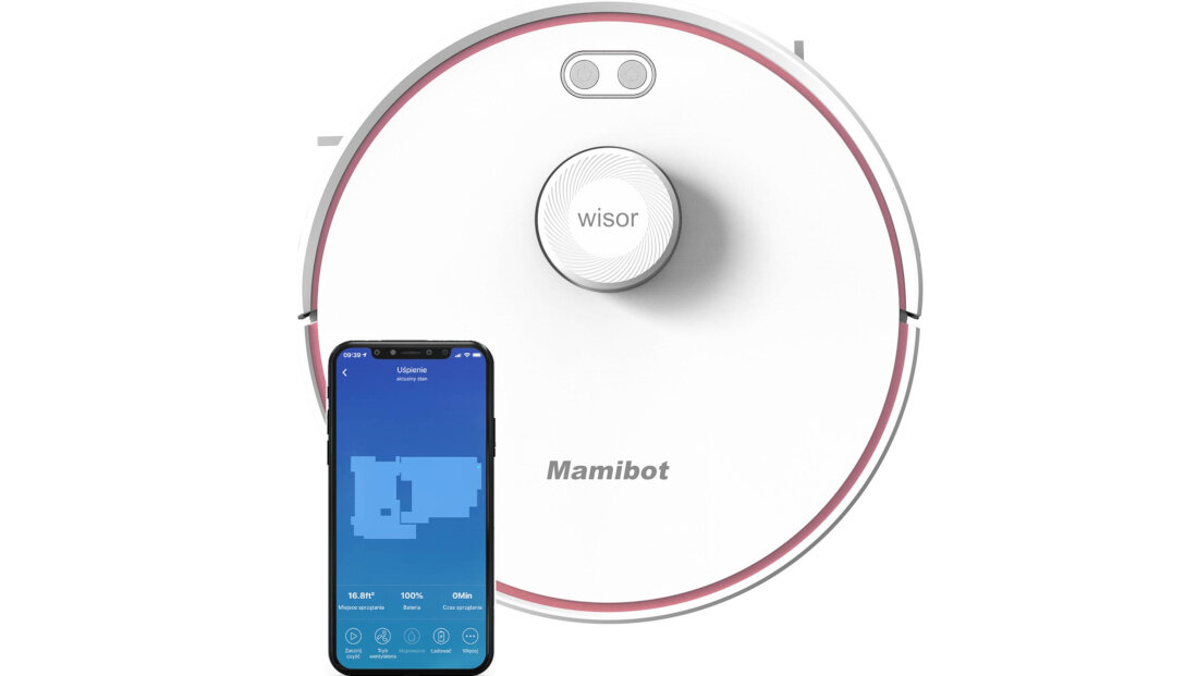 Robot sprzatajacy MAMIBOT EXVAC880 T+ Bialy Sterowanie za pomoca smartfona