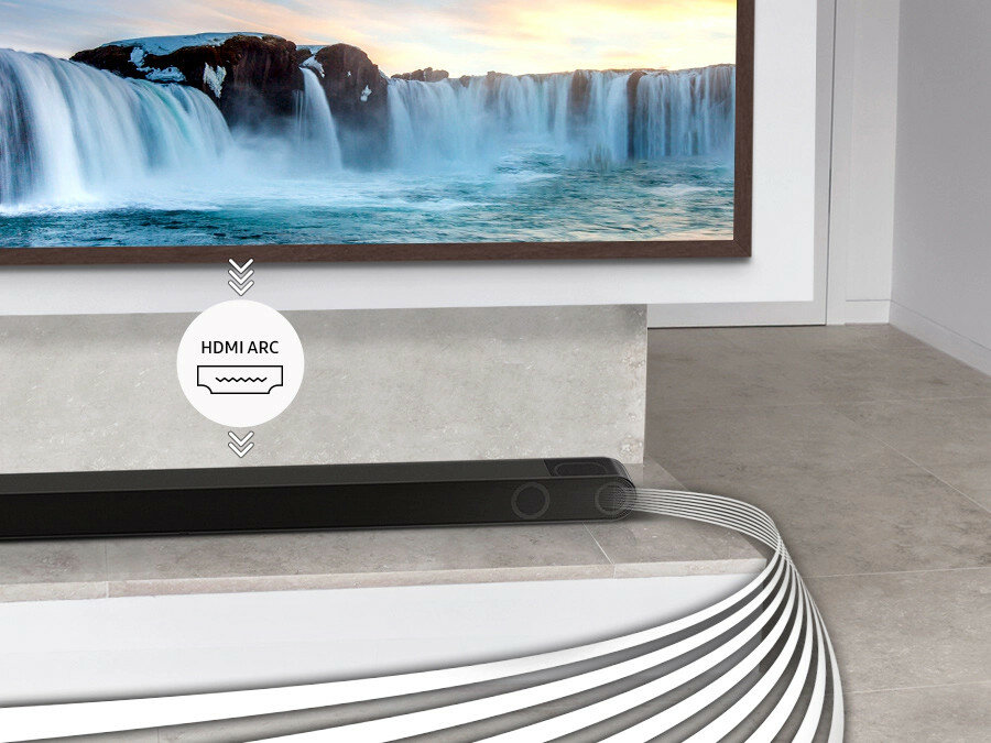 Soundbar Samsung HW-S800B/EN możesz połączyć nie tylko bezprzewodowo, ale także za pomocą kabla HDMI. HW-S800B/EN