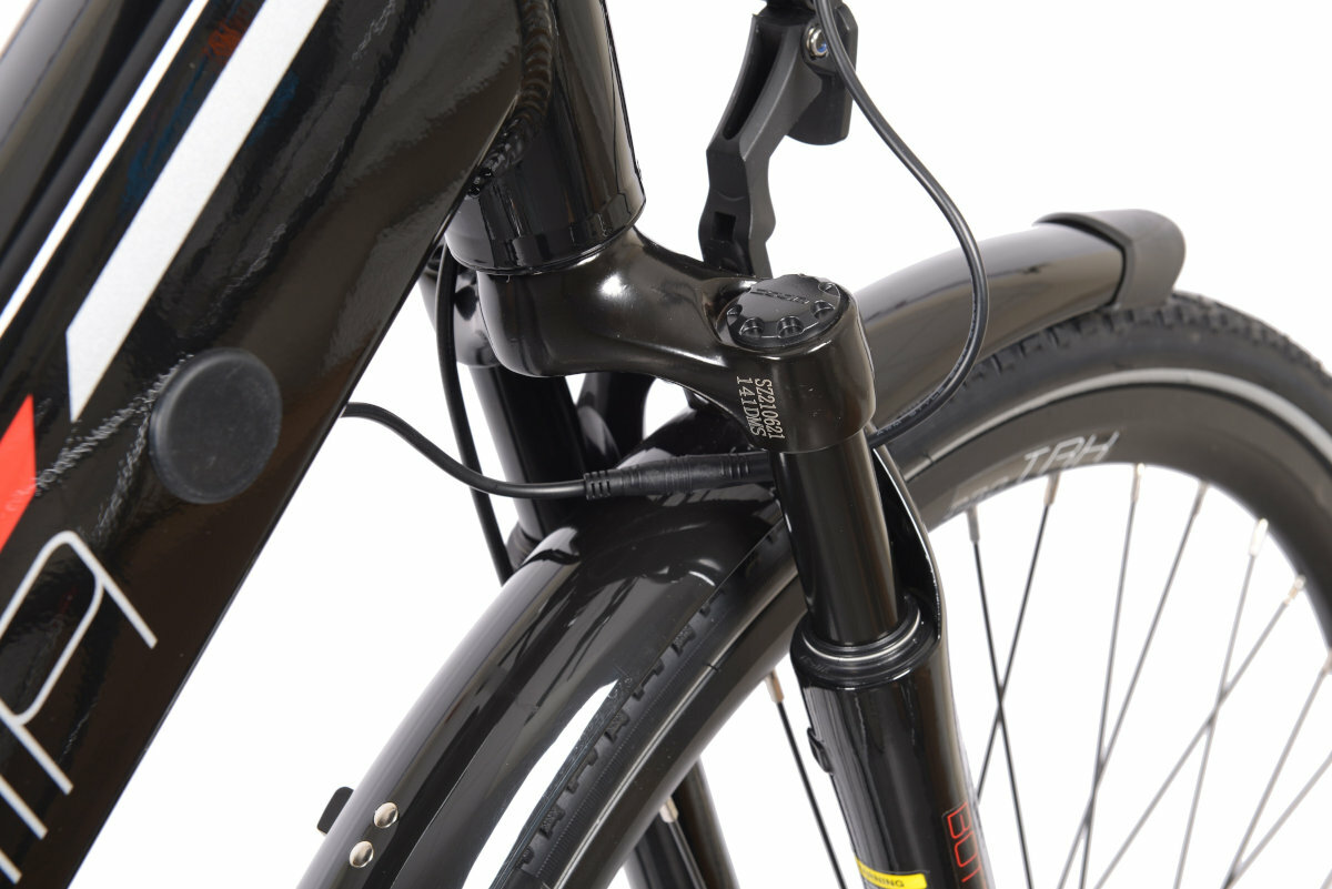Rower elektryczny BOTTECCHIA BE16 E-City Man M20 28 cali męski Czarno-czerwony amortyzacja