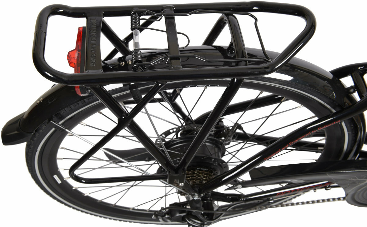 Rower elektryczny BOTTECCHIA BE16 E-City Man M20 28 cali męski Czarno-czerwony bagaznik