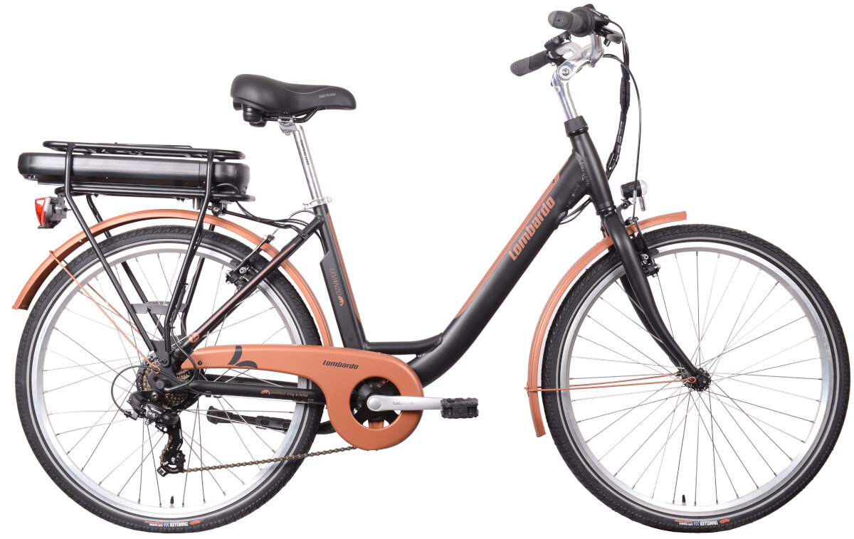 Rower elektryczny LOMBARDO Levanzo City U17 26 cali Czarno-miedziany mat