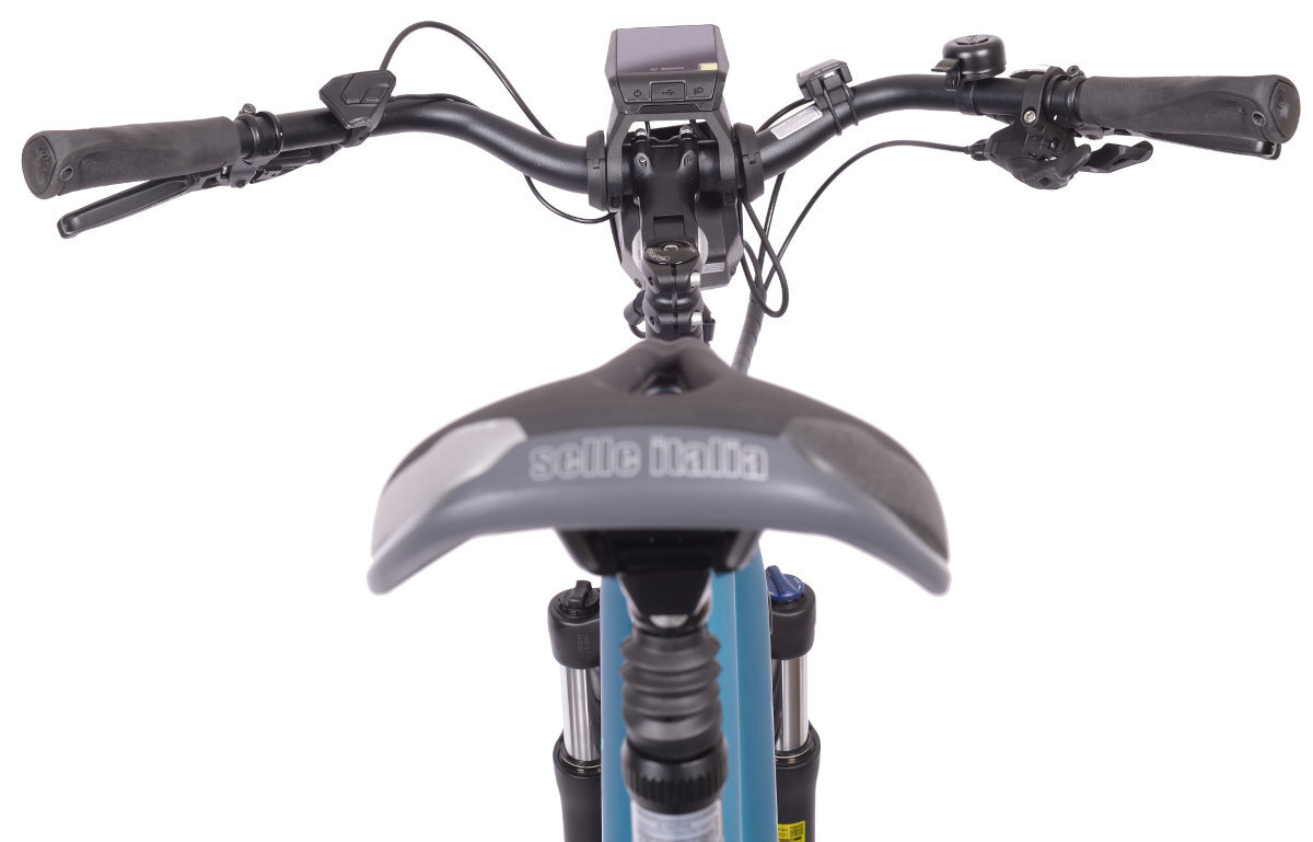 ROWER ELEKTRYCZNY TREKKING LOMBARDO ROMA 10.0 27.5 ZIELONY MAT M53 21 stabilność wygoda kierownica antypoślizgowe uchwyty