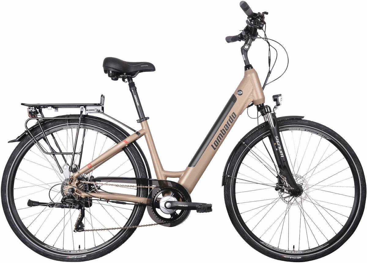 Rower elektryczny LOMBARDO Trastevere U17 28 cali Brazowo-czarny wyglad