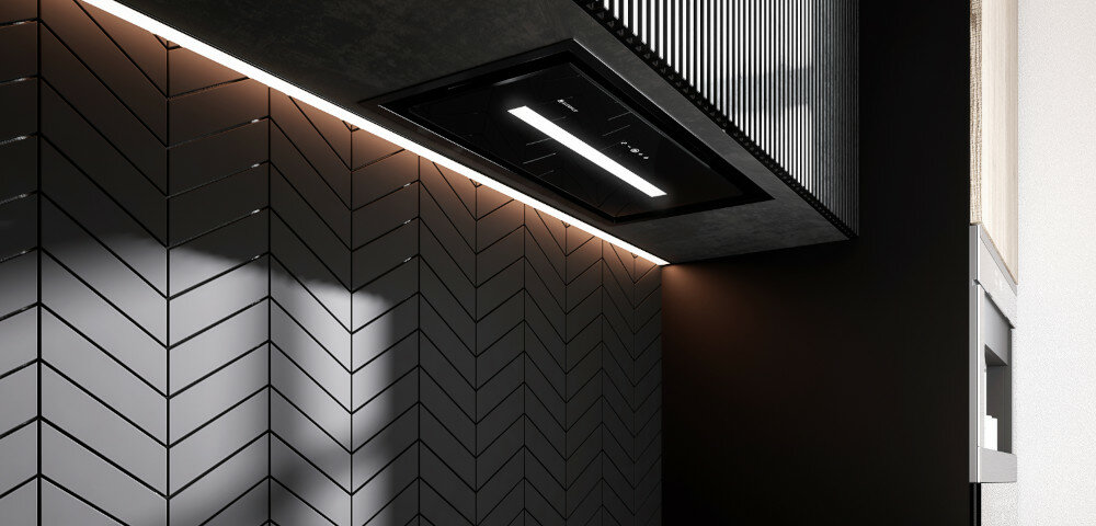 Okap GLOBALO Pinelio 60.1 Czarny LED oświetlenie