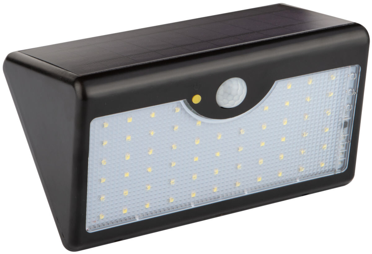 Lampa solarna NEO TOOLS 99-091, zintegrowane, światło, sieć, zasilanie, na białym tle lampa frontem lewo skos