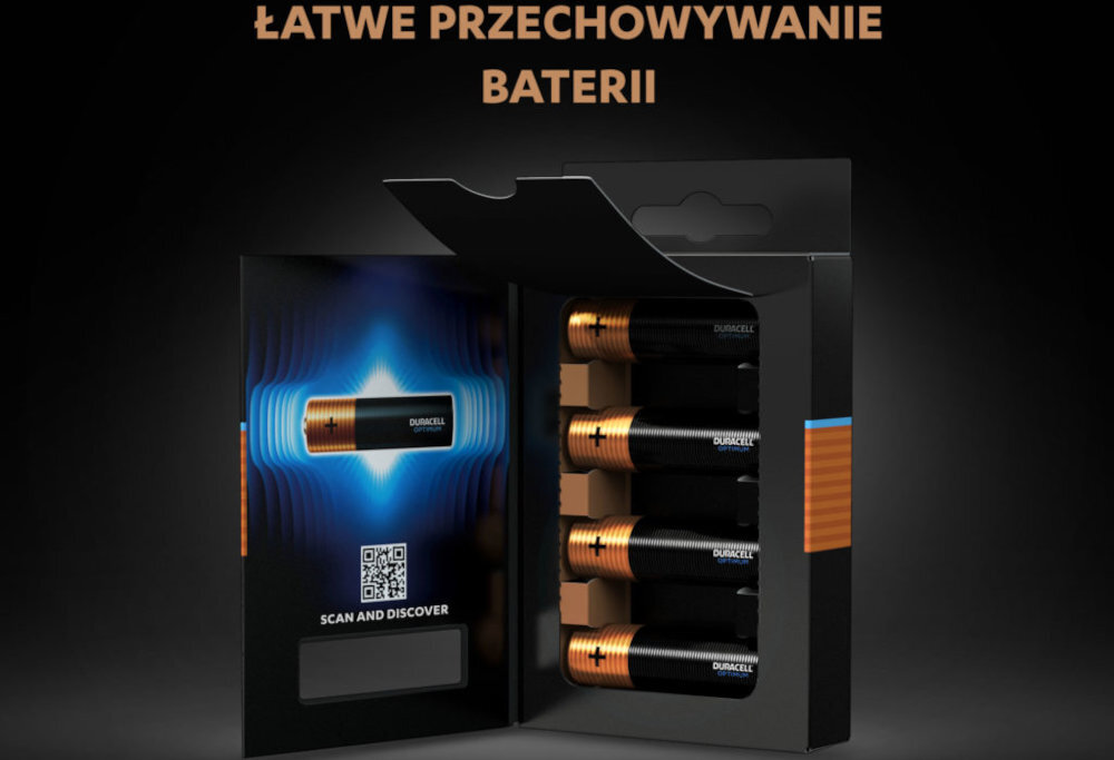 Bateria AA LR6 DURACELL Optimum baterie opakowanie okienko zamknięcie