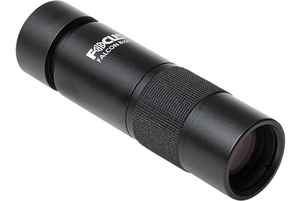 Monokular FOCUS Falcon Mono 8x25 optyka waga konstrukcja ogniskowa zoom przybliżenie dioptria muszle oczne obiektywy soczewki pryzmat powłoka gwint okulary obserwacja przyroda sport powiększenie