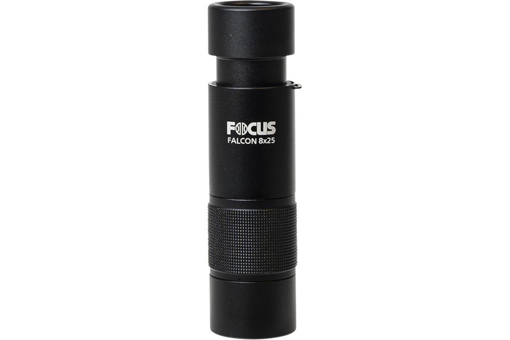 Monokular FOCUS Falcon Mono 8x25 optyka waga konstrukcja ogniskowa zoom przybliżenie dioptria muszle oczne obiektywy soczewki pryzmat powłoka gwint okulary obserwacja przyroda sport powiększenie