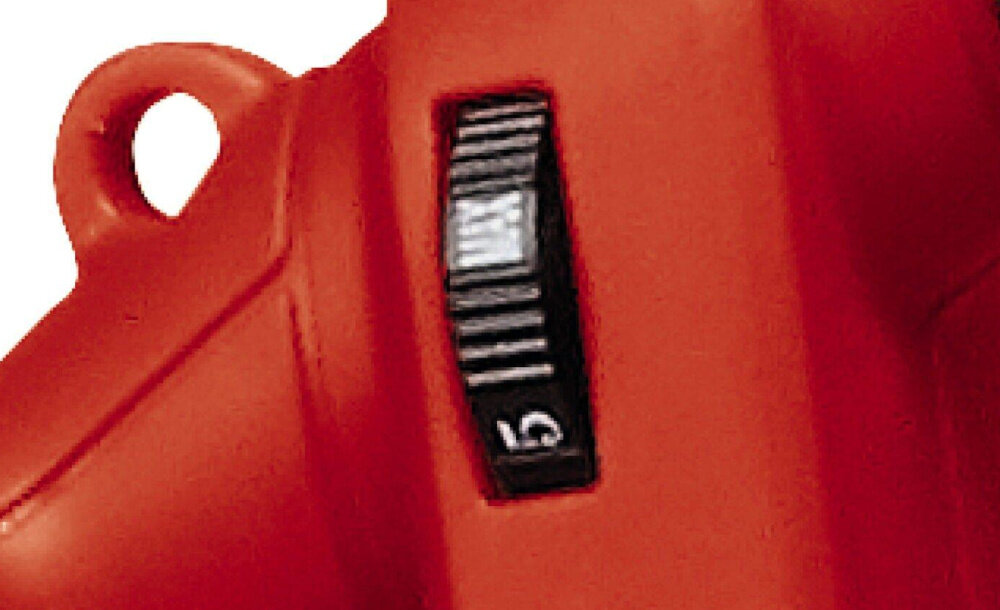 Odkurzacz do liści akumulatorowy EINHELL 2X18V GE-CL 36-230 Li E Solo (bez akumulatora) zbliżenie na pokrętło do regulacji prędkości elektroniczna regulacja prędkości obrotowej w zakresie 8000-14000 obr/min przełącznik Turbo dopasowana moc do rodzaju zadania obsługa narzędzia staje się bardzo intuicyjna