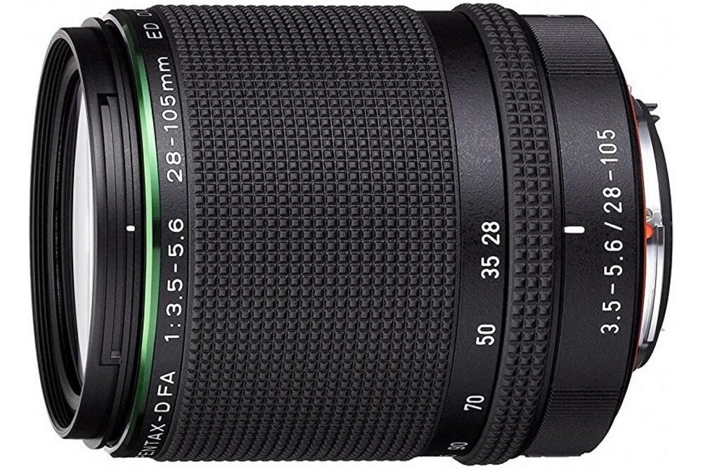 Obiektyw PENTAX D HD FA 28-105mm f-3.5-5.6ED DC WR ogniskowa przysłona ostrość pierścienie optyka soczewki powłoki montaż bagnet światło jasność zoom filtry waga