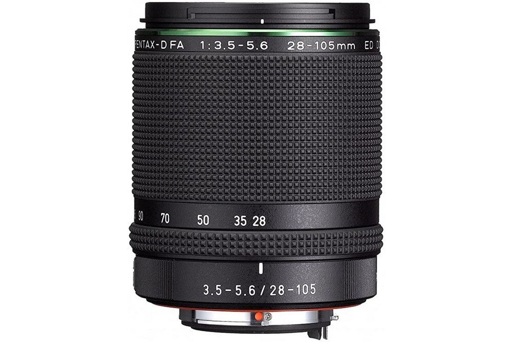 Obiektyw PENTAX D HD FA 28-105mm f-3.5-5.6ED DC WR ogniskowa przysłona ostrość pierścienie optyka soczewki powłoki montaż bagnet światło jasność zoom filtry waga