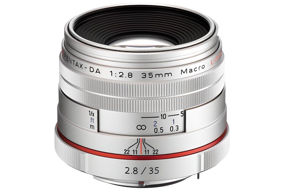 Obiektyw PENTAX HD DA 35mm f-2.8 Marco ogniskowa przysłona ostrość pierścienie optyka soczewki powłoki montaż bagnet światło jasność zoom filtry waga