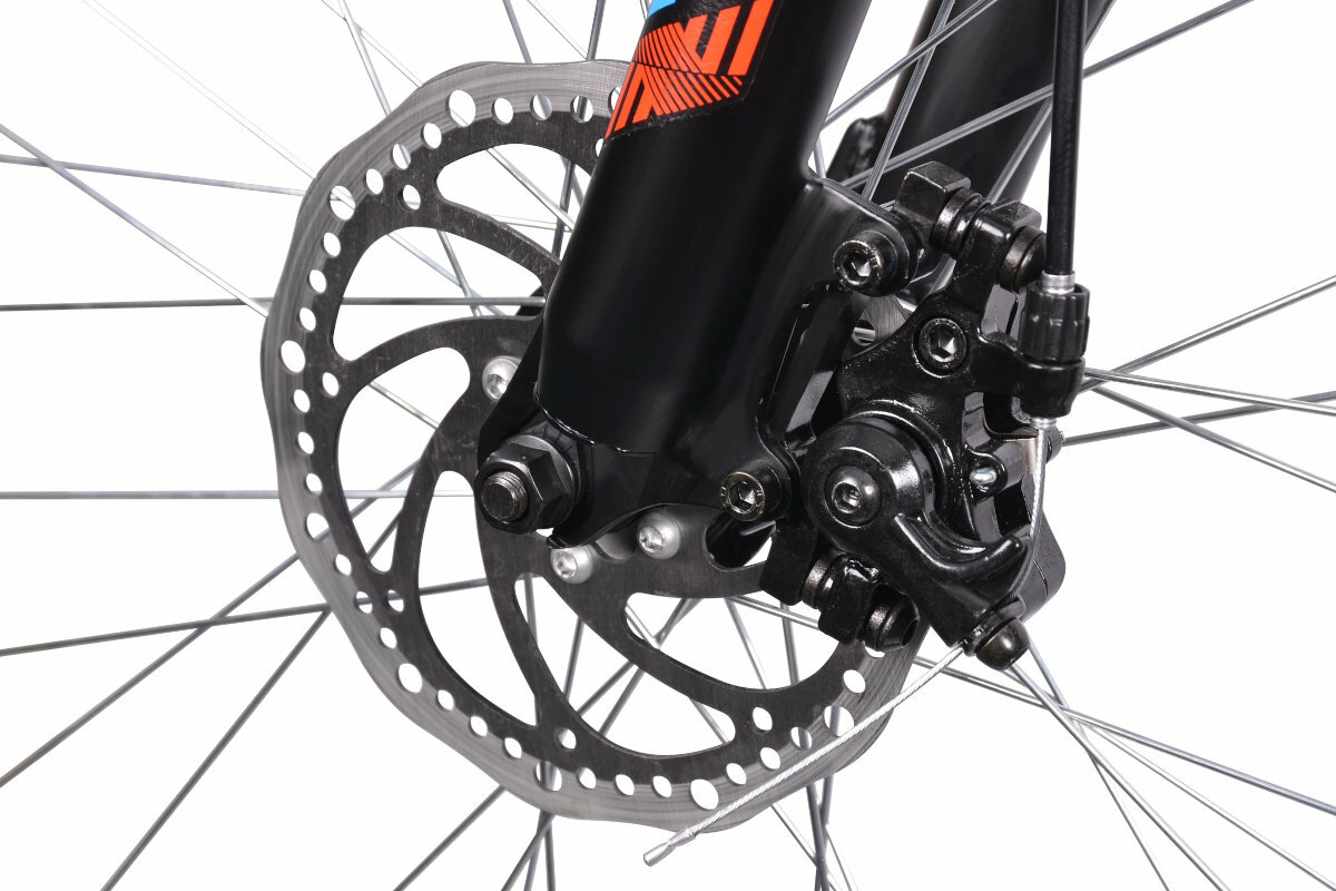 Rower gorski MTB MASCIAGHI Hogan M17 29 cali meski Niebiesko-czerwony zolto-czarny hamulce trczowe mechaniczne