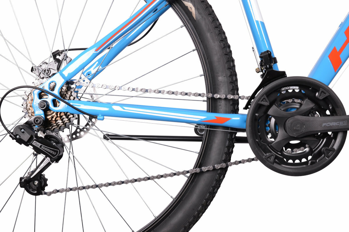 Rower gorski MTB MASCIAGHI Hogan M17 29 cali meski Niebiesko-czerwony zolto-czarny kola obrecze opony