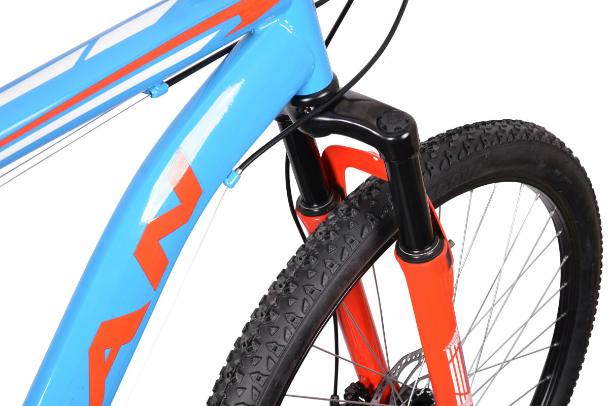 Rower gorski MTB MASCIAGHI Hogan M17 29 cali meski Niebiesko-czerwony zolto-czarny amortyzator