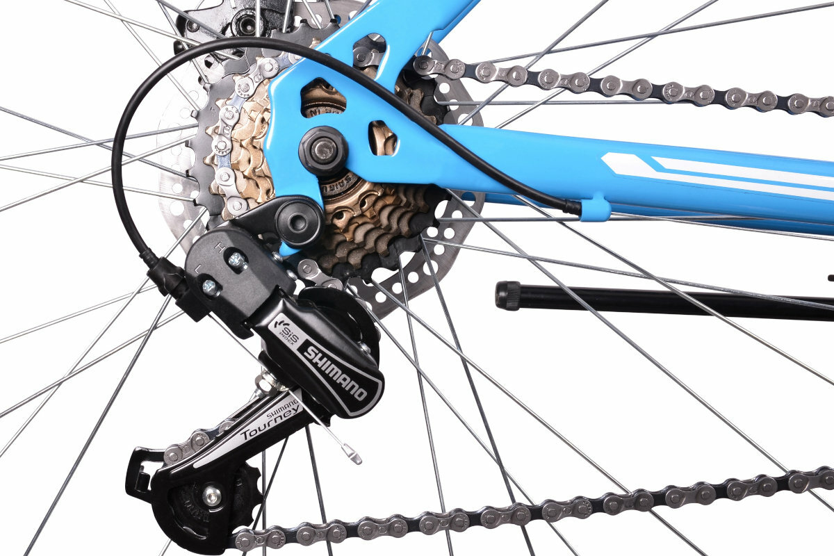 Rower gorski MTB MASCIAGHI Hogan M17 29 cali meski Niebiesko-czerwony zolto-czarny przerzutki manetka