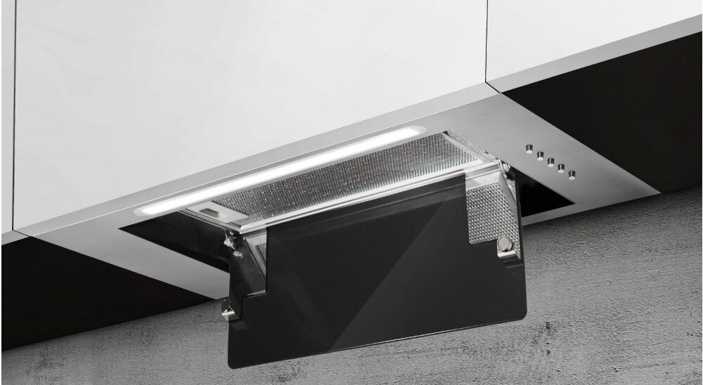 Okap AFRELLI AW-5 Piano Classic 60 Inox/czarne szkło moc wydajność